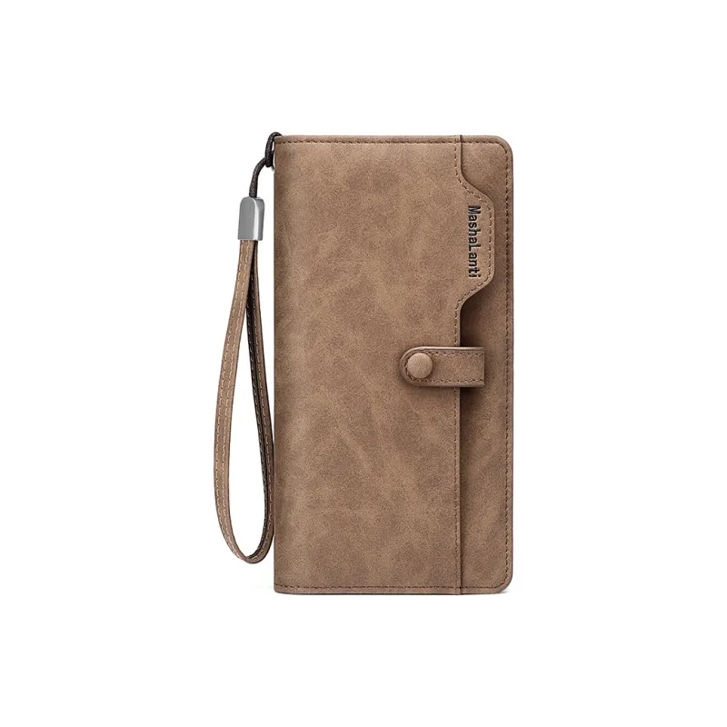 MashaLanti Synthetic Leather Practical Multiple Card Slots Wallet With Money Clip Men's Coffee-1