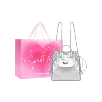 ONE TIME Synthetic Leather Thorn Heart Tote Bag Trash Bag Shoulder Bag Large Size Women's Metallic Silver/Black Oil Wax
