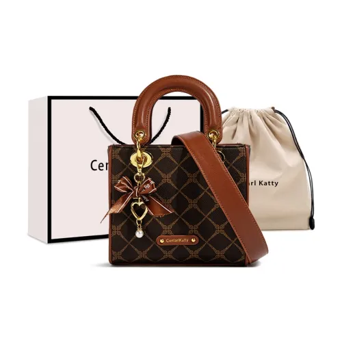 CentarlKatty Polyurethane Synthetic Leather Handbag Women's Coffee With Brown/White With Apricot