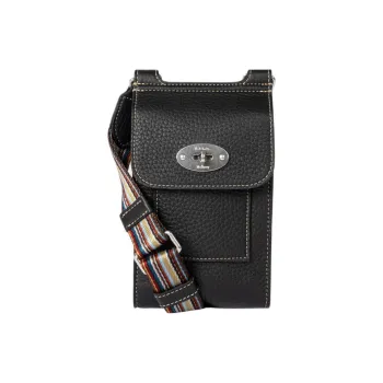 Paul Smith Jacquard With Leather One Shoulder Crossbody Cell Phone Pouch Mini Women's Black