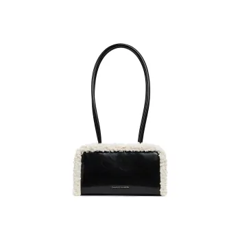 CHARLES&KEITH PU Laminated Textile Shoulder Bag Small Size Women's Chalk Pink/White/Camel