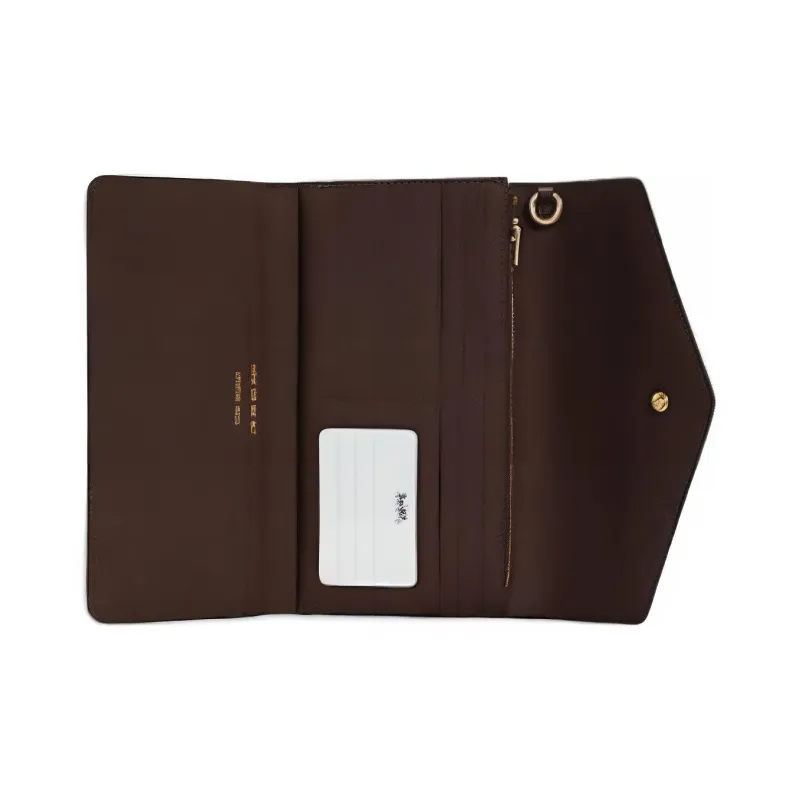 COACH Travel Wallet Cross Stitch Leather Card Holder Wallet Women's Emerald Green-1