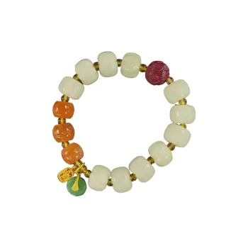 XIZITONGHUA White Jade Bodhi Continuous Fortune Beaded Bracelet Women's
