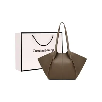 Carnival Keep Top Grain Cow Leather Tote Bag Shoulder Bag Medium Size Women's Multicolor