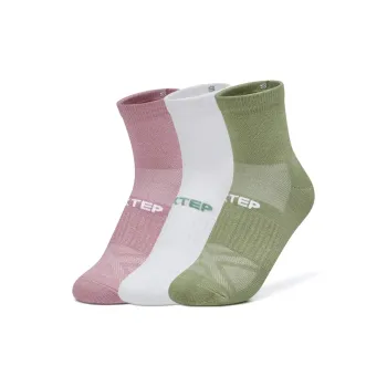 XTEP Knee High Socks Women's 3 Pack Green/Ecru/Light Pink