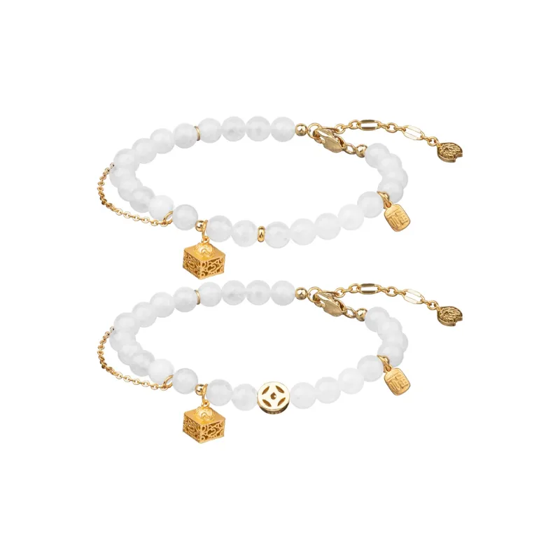 Rastaclat Chalcedony Small Lion Chinese Style Beaded Bracelet Unisex-12