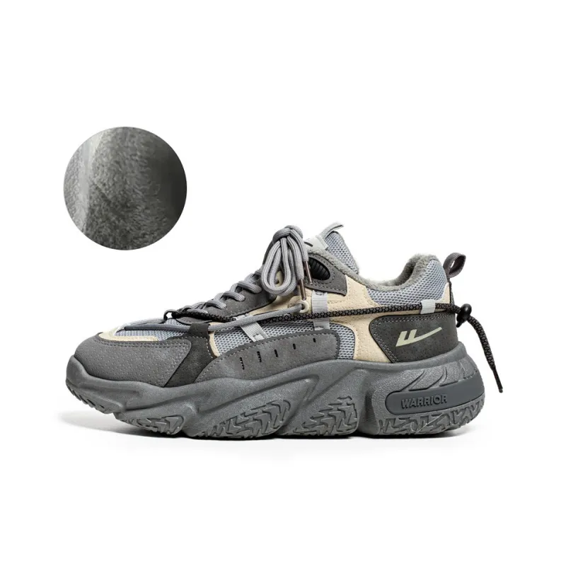 Warrior Warrior Anti-Slip Wear-Resistant Breathable Lightweight Height Increasing Warm Low-Top Chunky Sneakers Unisex-8