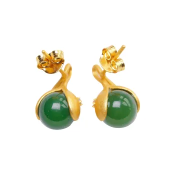 YUSHE Hetian Jade Earrings Jasper Women's