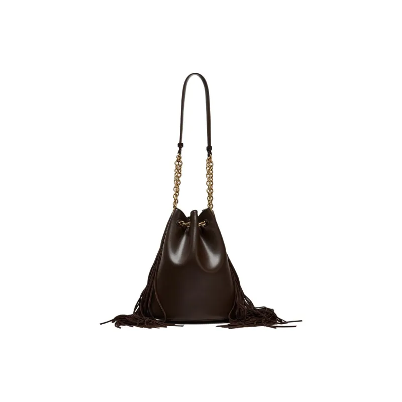 ZARA Artificial Leather Bucket Bags Shoulder Bags Large Size Women's Brown-0