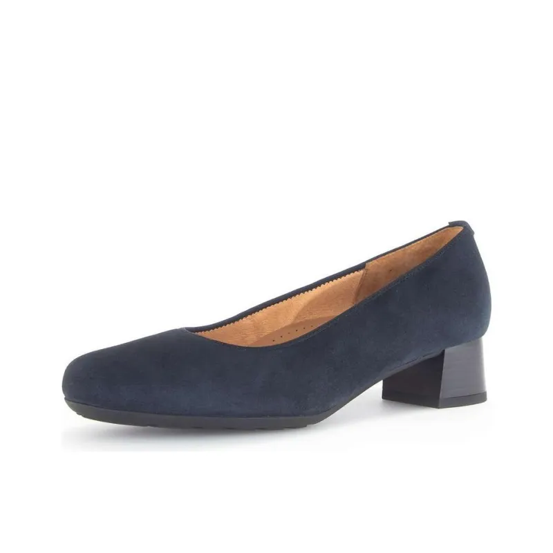 Gabor Comfort Chunky Heel High Heels 4cm Women's Blue-2
