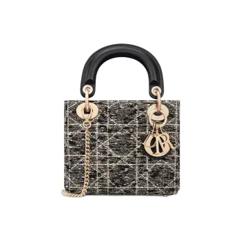 DIOR Lady Dior Cotton Lady Dior Bag, Shoulder Bag, Crossbody Bag, Handbag Mini Women's Black