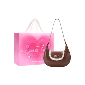 ONE TIME Synthetic Leather Crescent Bag Crossbody Bag Shoulder Bag Women's Mocha