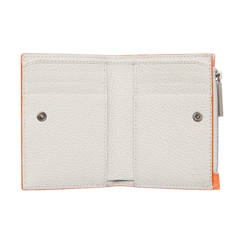 GUCCI Leather Coin Purse Women's White & Orange-4