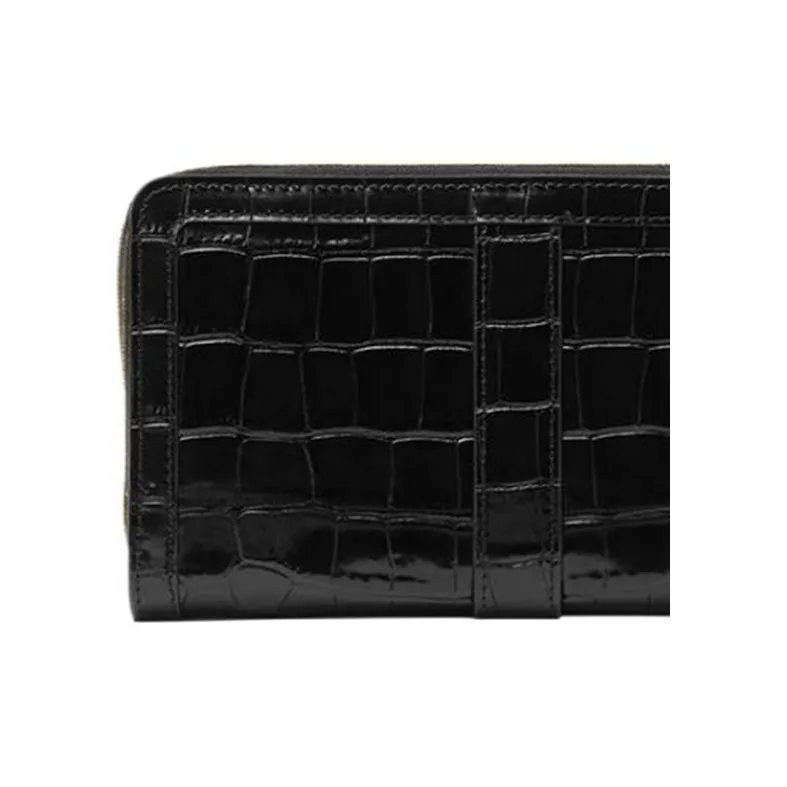 VERSACE Greca Goddess Cow Leather Wallet Women's Black-4