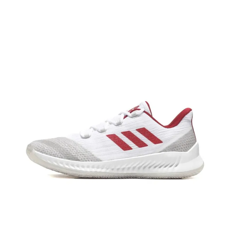 Adidas Anti Slip Wear Resistant Low Top Basketball Shoes Men's White Red-0