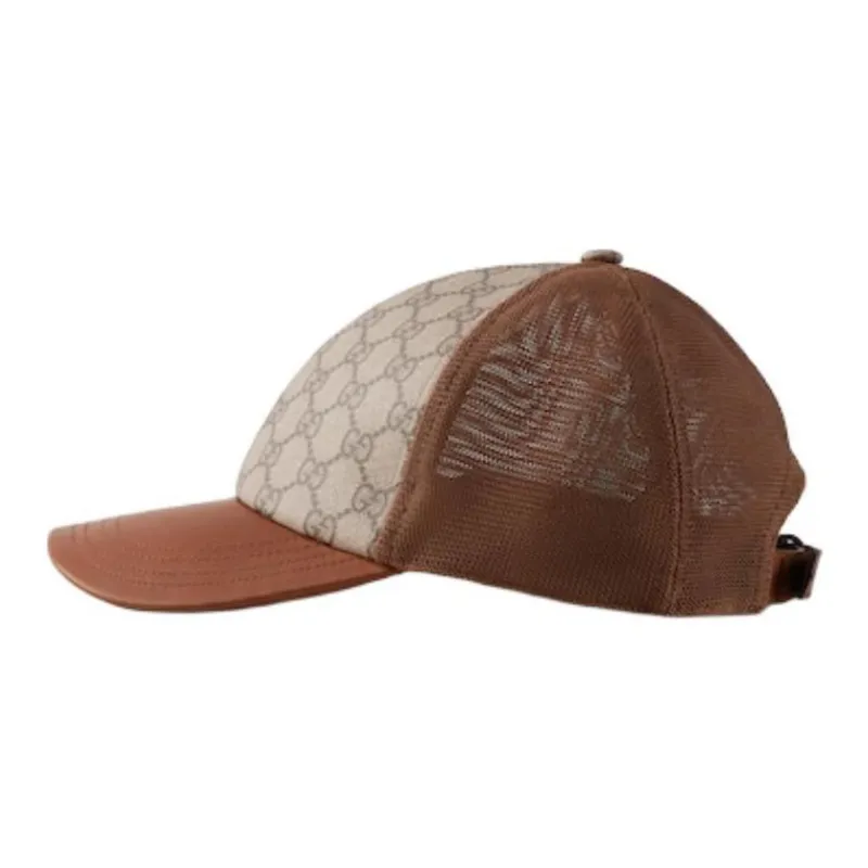 GUCCI Leather Baseball Caps Unisex Dark Brown-1