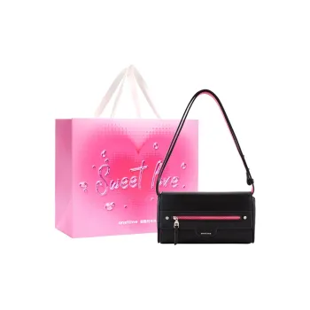 ONE TIME Synthetic Leather Baguette Bag Small Square Bag Portable Crossbody Bag, Shoulder Bag Women's Black/Silver