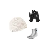 Beige+BKC Thermal Glove Black+Ace White Thigh-High Socks