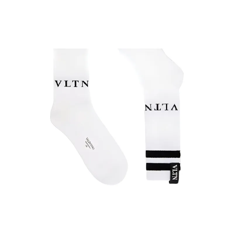 Valentino Mid-Calf Socks Men's White-4