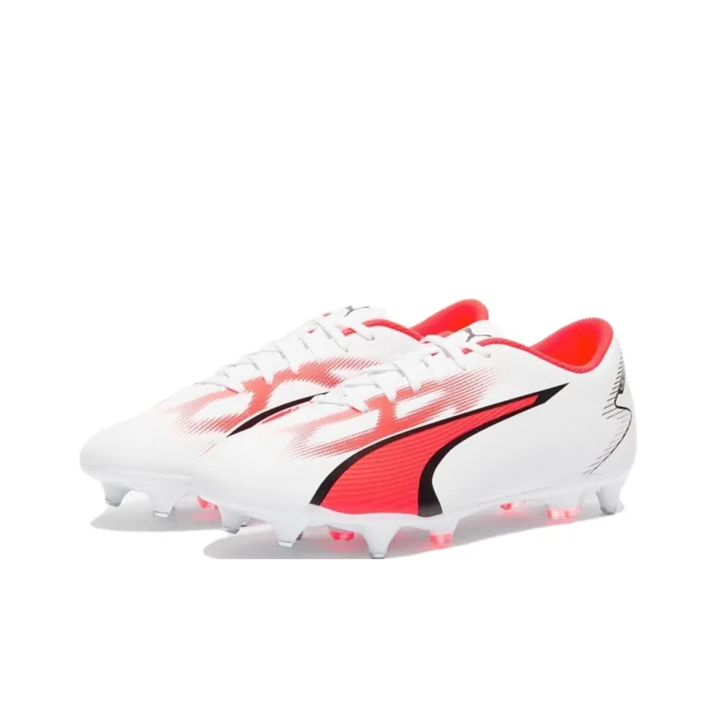 PUMA Ultra Play Anti Slip Wear Resistant Soccer Shoes Men's White Red-2