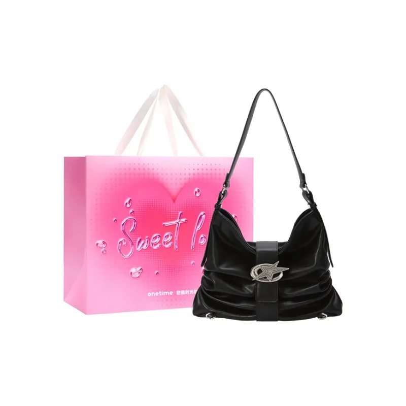 ONE TIME Pu Shoulder Bag Large Size Women's Matte Brown/Pure Black-5