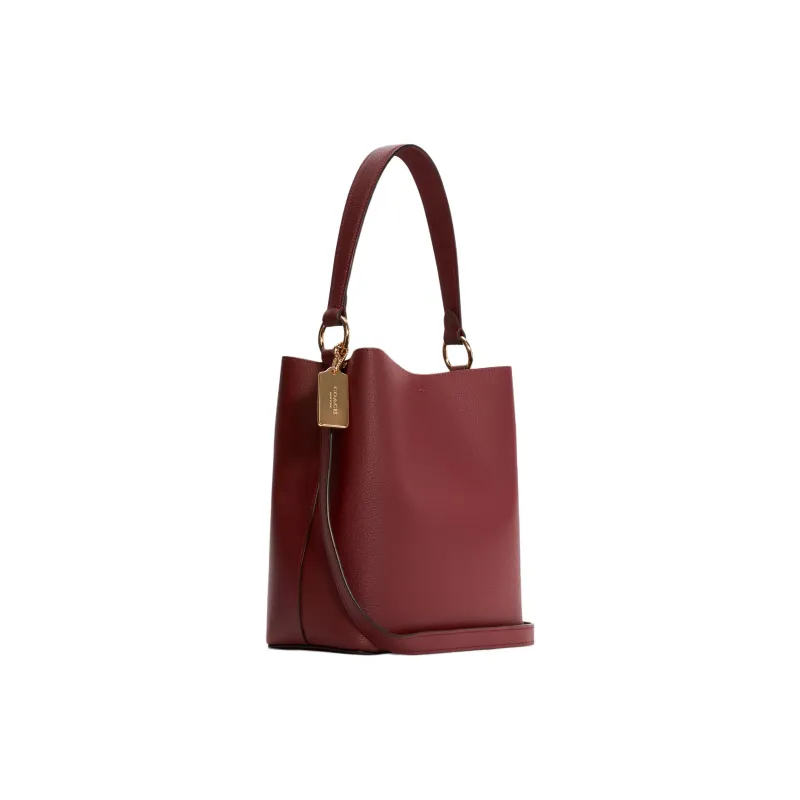 COACH Town Leather Bucket Bag, Portable Crossbody Bag, Shoulder Bag Tubas Women's Burgundy-1