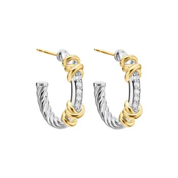 David Yurman 18K Yellow Gold And Sterling Silver Petite Helena Wrap Diamond Hoop Earrings