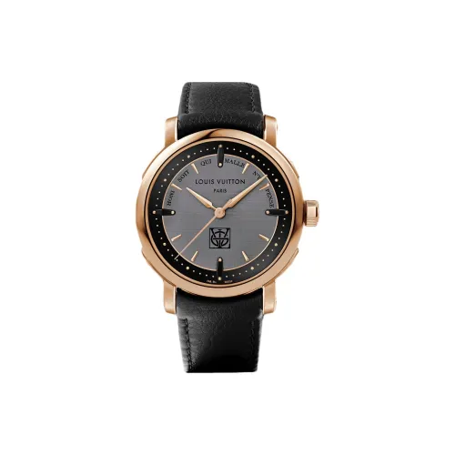 LOUIS VUITTON Wrist Watch Automatic Mechanical Movement Cowhide Strap 39mm Gray Dial Unisex