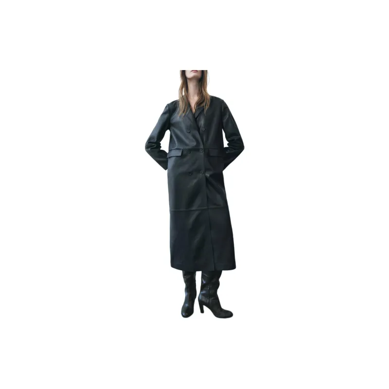ZARA ZW Series Leather Jacket Women's Black-3