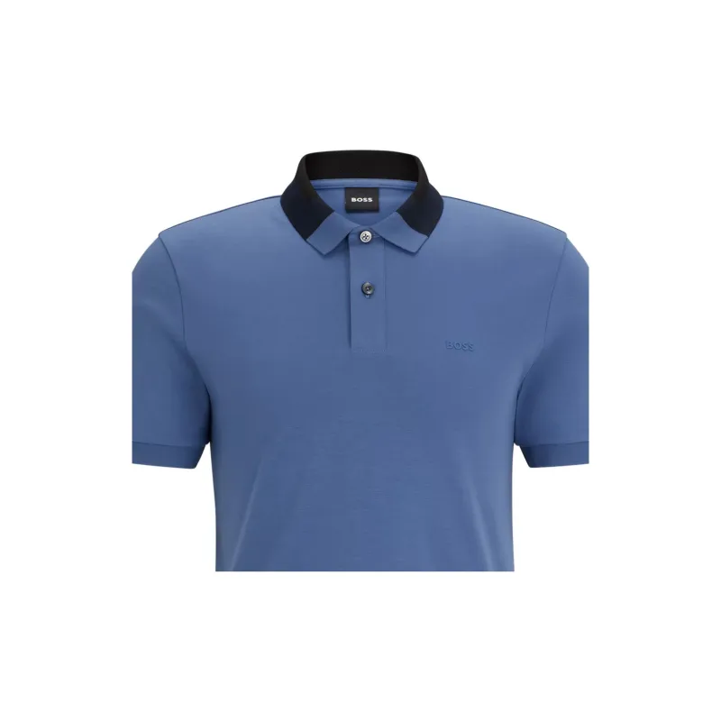 HUGO BOSS FW23 Interlock Cotton Slim Fit Polo Shirt T Shirt Men's Blue-4