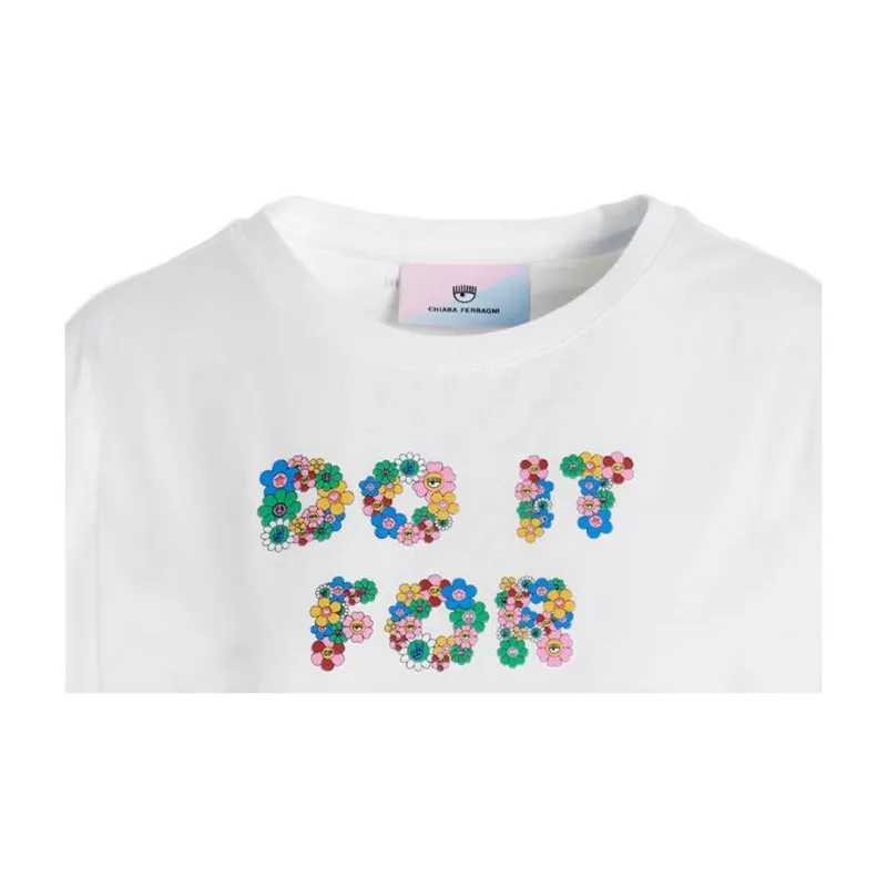 CHIARA FERRAGNI Slogan Printed Straight Hem T Shirt-3