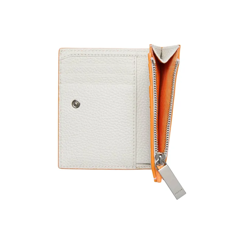 GUCCI Leather Coin Purse Women's White & Orange-3