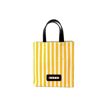MARNI Museo Leather Tote Bag, Shopping Bag, Shoulder Bag, Crossbody Bag, Handbag Women's Yellow & Brown
