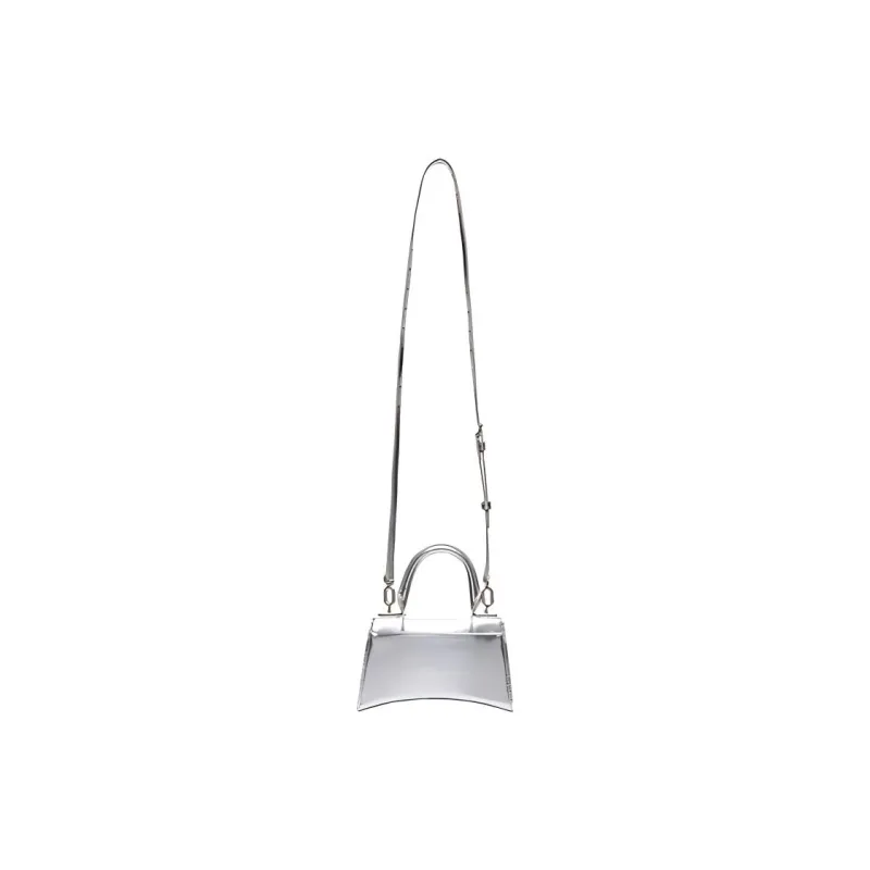 Balenciaga Hourglass Calfskin Handbag Women's Silver-4