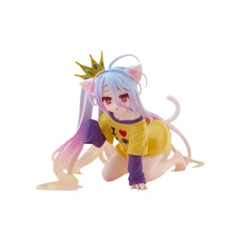 TAITO No Game No Life Desktop Cute White Cat Ear T Shirt Bonus Gifts 13cm