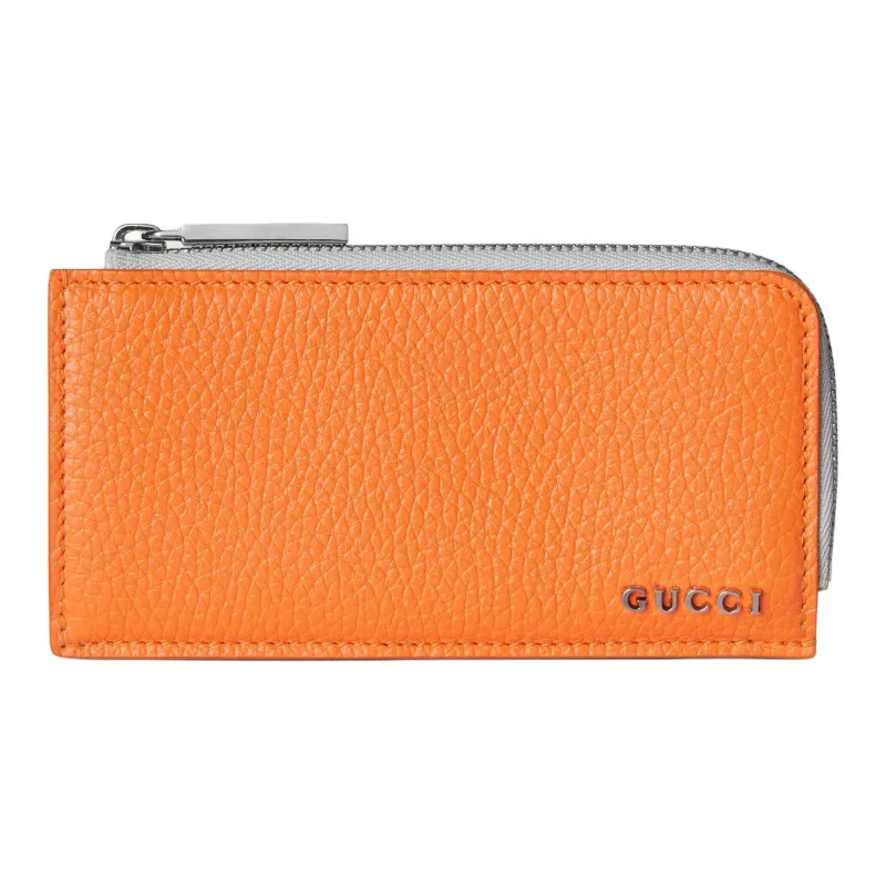 GUCCI Leather Coin Purse Men's Orange & White-0