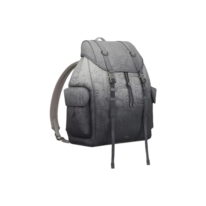 DIOR Hit The Road Cow Leather Backpack Men's Gray Black Gradient-1
