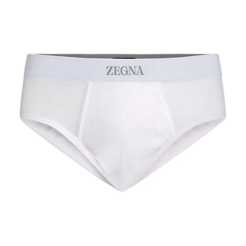 Ermenegildo Zegna Logo Waistband Ribbed Knit Briefs-0