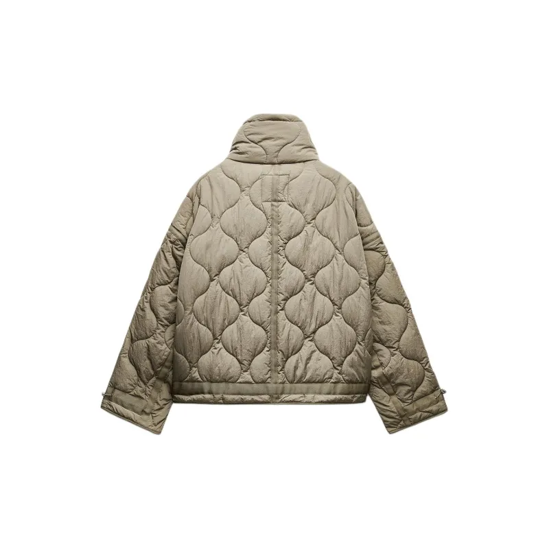 ZARA ZW Series Puffer Jacket Women's Khaki-1
