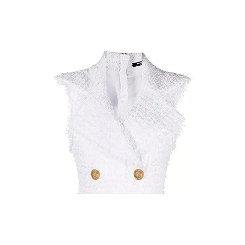 BALMAIN Decorative Button Tweed Dress-4