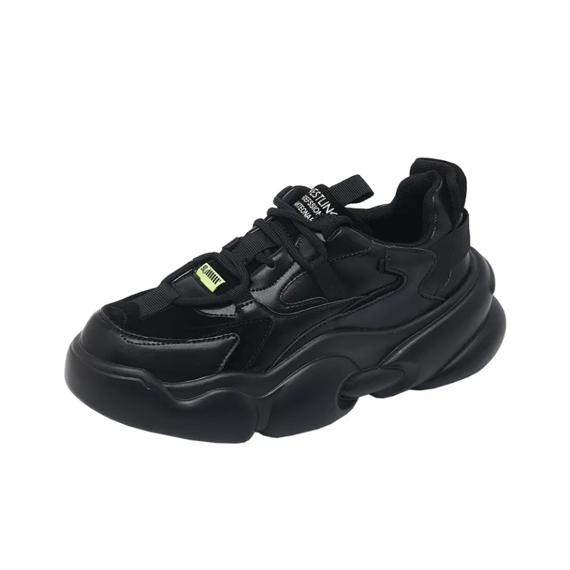 WESTLINK Balance Lightweight Height Increasing Low Top Chunky Sneakers Women's Black-3