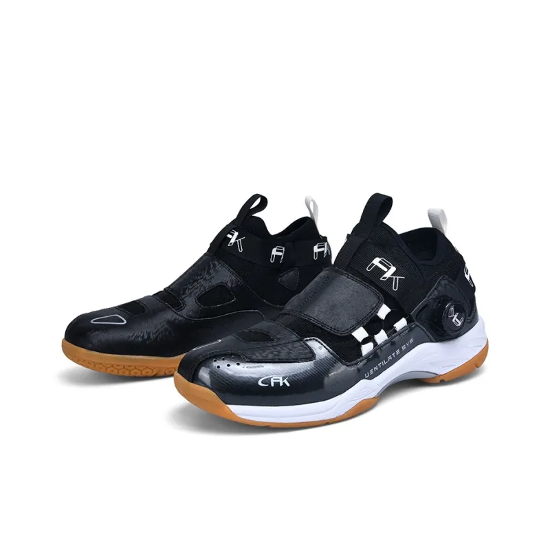 Lin Feng Slip Resistant, Abrasion Resistant, Coverage, And Cushioning Mid Top Badminton Shoes Unisex Black-3