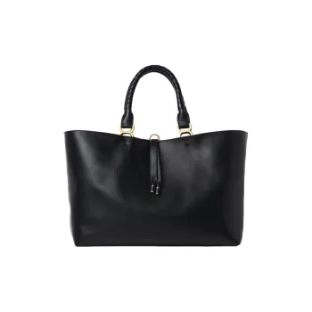 Chloe Marcie Grained Calfskin Tote Bag Shopping Bag Shoulder Bag Handbag Women's Black