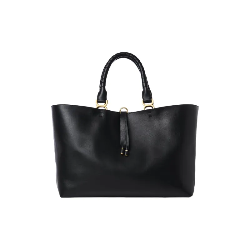 Chloe Marcie Grained Calfskin Tote Bag Shopping Bag Shoulder Bag Handbag Women's Black-0