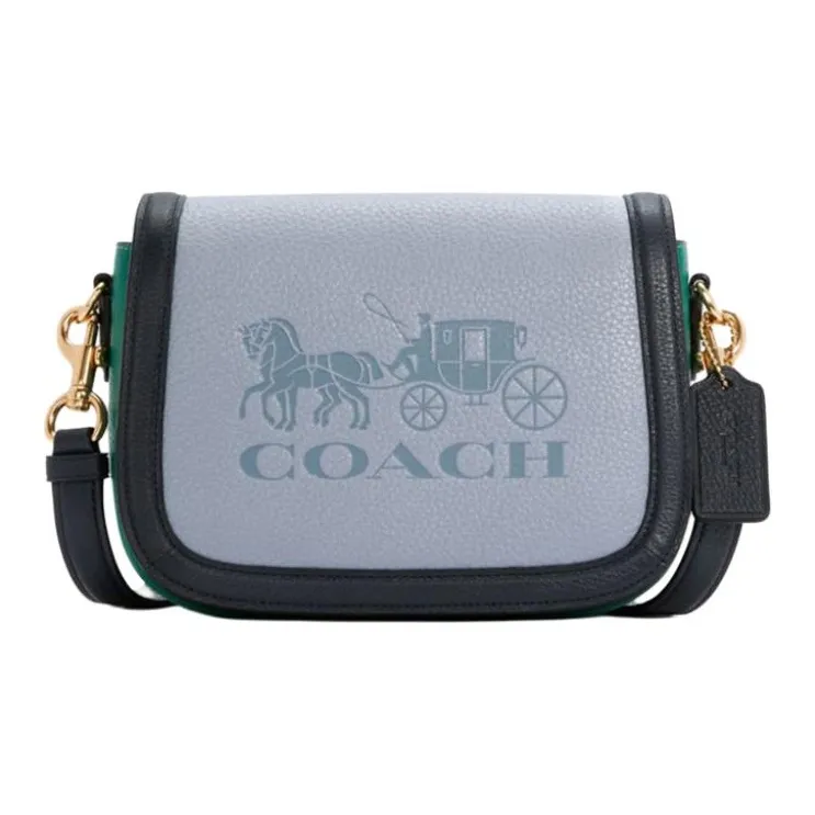 COACH Horse And Garriage Cow Leather Handbag, Crossbody Bag, Saddle Bag, Shoulder Bag Women's Blue-0