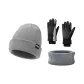 Gray Hats & Caps+Black Gloves+Gray Scarf
