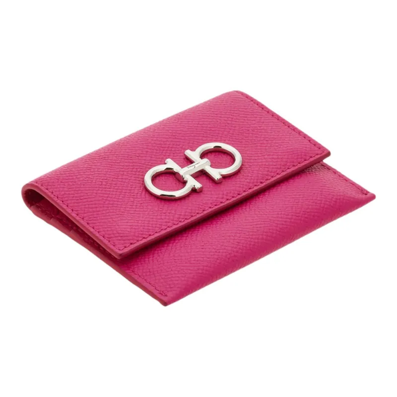 FERRAGAMO GANCINI Calfskin Card Holder Women's Rose Pink-2