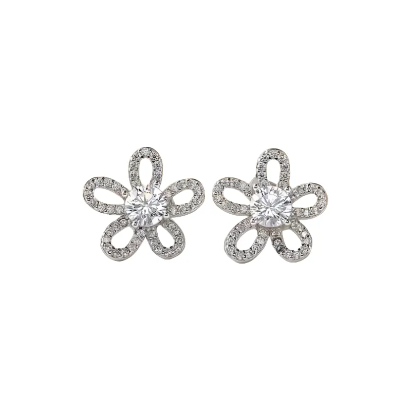 Stone On The Line 925 Sterling Silver Stud Earrings Unisex-0