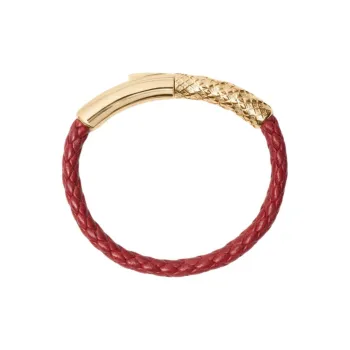 Burberry Leather Brass Bracelets Unisex Red