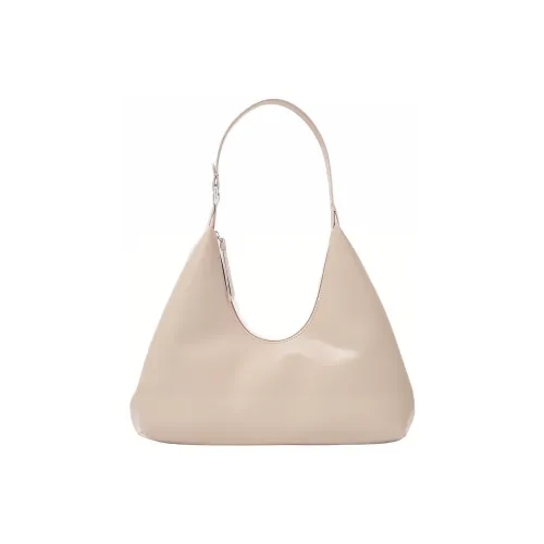 By Far Amber Cow Leather With Patent Leather Handbag, Shoulder Bag Women's Khaki
